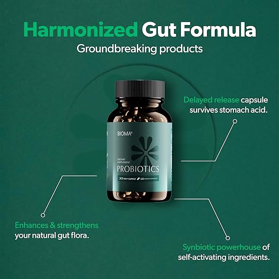 BIOMA Probiotics – Gut & Digestive Support, 60 Capsules