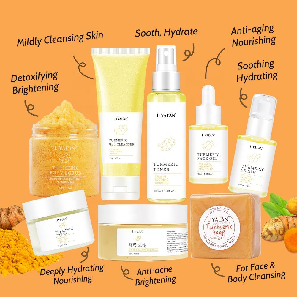 Brightening Skincare Beauty Products Turmeric Facial Kit Anti Aging Tumeric Skin Care Set